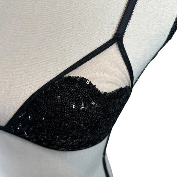 Victoria's Secret Black and Nude Sequin Heart Bralette Medium - Picture 3 of 7